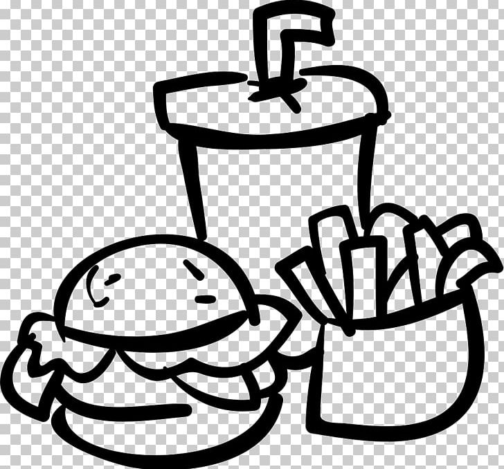 French Fries Fizzy Drinks Fast Food Hamburger Junk Food PNG, Clipart, Artwork, Black And White, Computer Icons, Cookware And Bakeware, Drinkware Free PNG Download