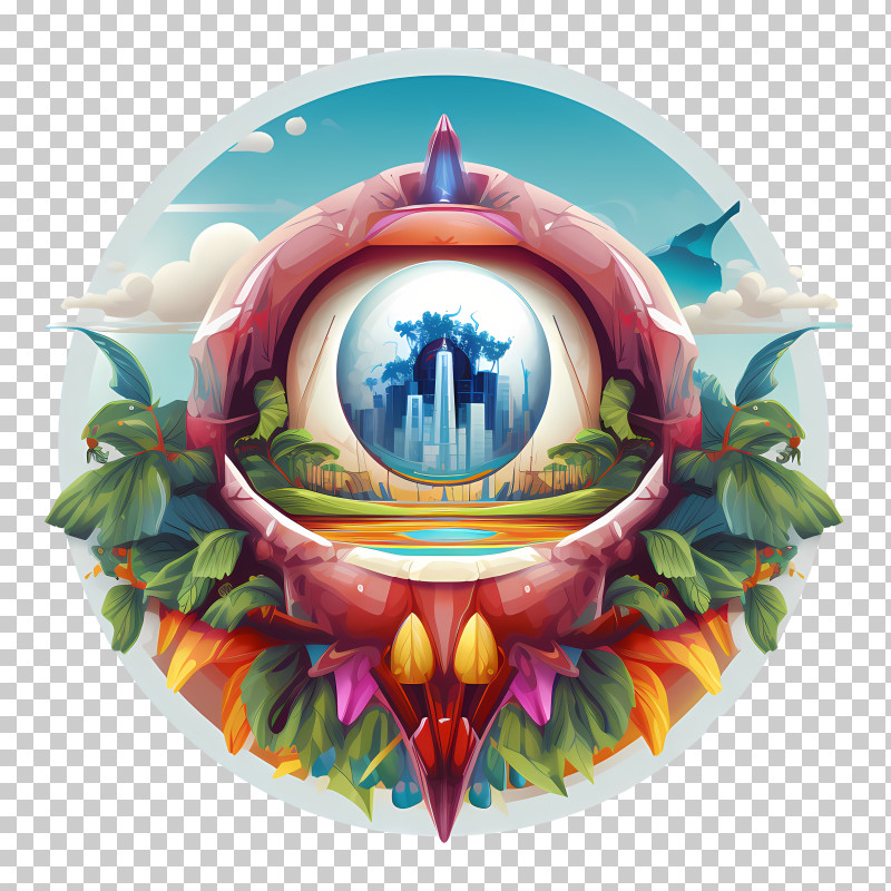 Halloween Eyeball - Futuristic City Illustration PNG