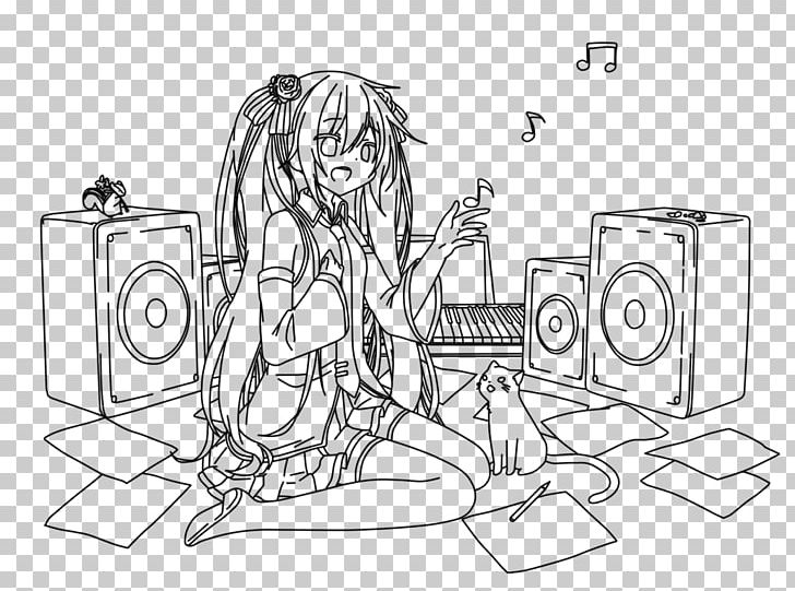 Hatsune Miku: Project DIVA Coloring Book Vocaloid PNG, Clipart, Angle, Area, Arm, Artwork, Black And White Free PNG Download