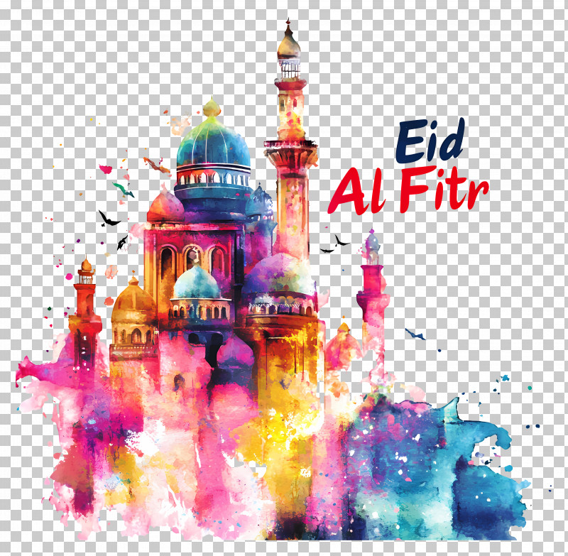 Eid Al Fitr - Eid Al Fitr Celebration With Mosque PNG, Clipart ...