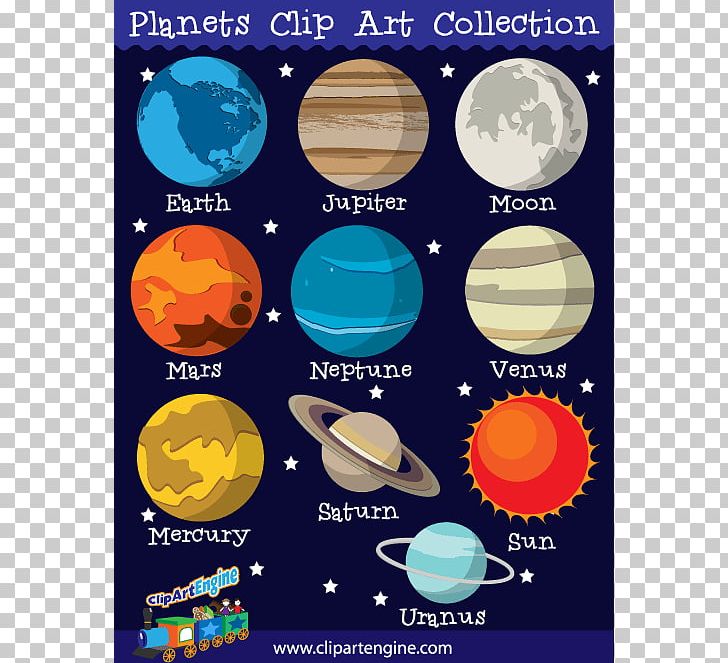 simple colored planets in order