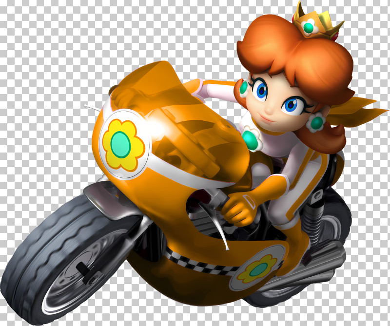 Motorcycle - Cartoon Character On Orange Motorcycle PNG