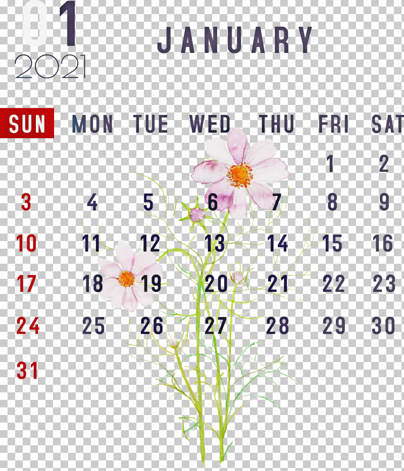 January January 2021 Printable Calendars January Calendar PNG, Clipart, Cut Flowers, Floral Design, Flower, January, January Calendar Free PNG Download