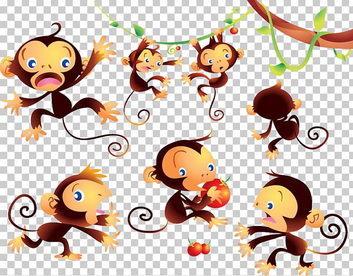 Monkey Cartoon PNG, Clipart, Animal, Animals, Apple, Collection, Cute Animal Free PNG Download