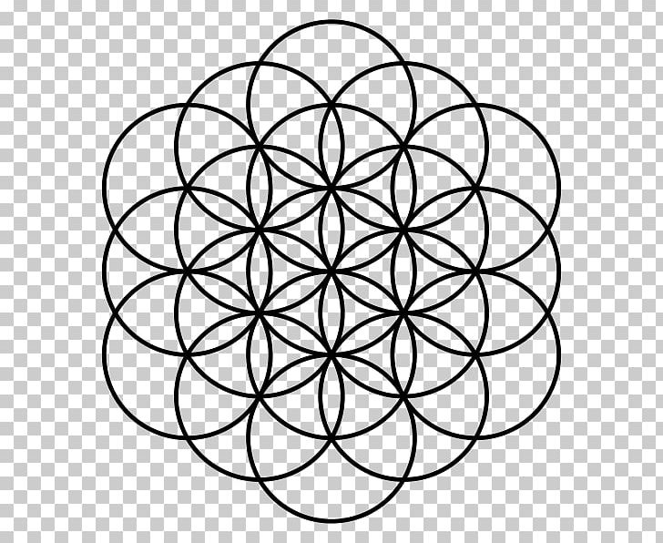 Overlapping Circles Grid Coldplay A Head Full Of Dreams Metatron's Cube Tree Of Life PNG, Clipart, Area, Art, Black And White, Circle, Flower Free PNG Download