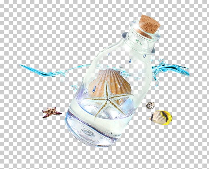 Beach Bottle Seashell PNG, Clipart, Beach, Blue, Cartoon, Creativity, Decorative Elements Free PNG Download