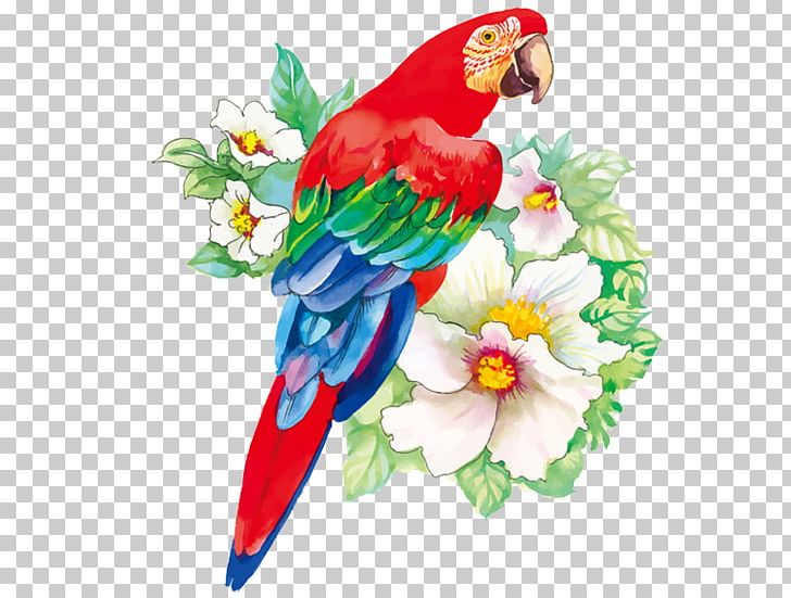 Beautiful bird drawing with flowers Royalty Free Vector