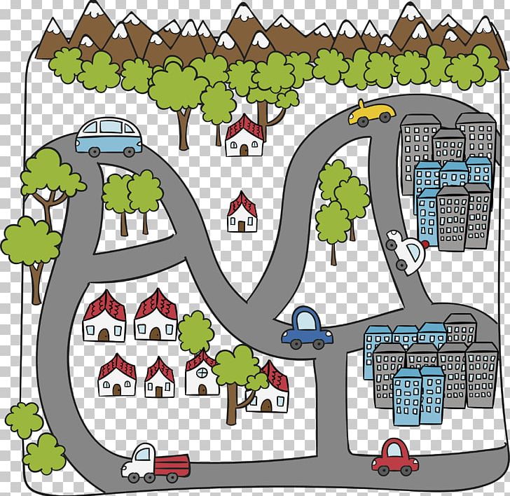 Cartoon Drawing PNG, Clipart, City Road, City Street View, Drawing, Hand, Hand Drawn Free PNG Download