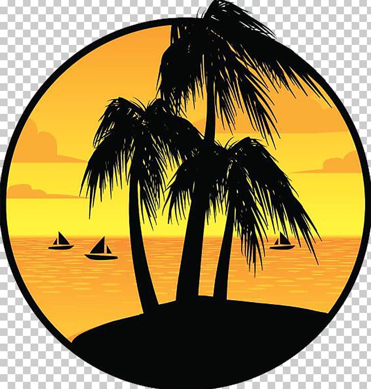 Sunset Island PNG, Clipart, Adobe Illustrator, Arecales, Borassus Flabellifer, Desert, Desert Island Free PNG Download