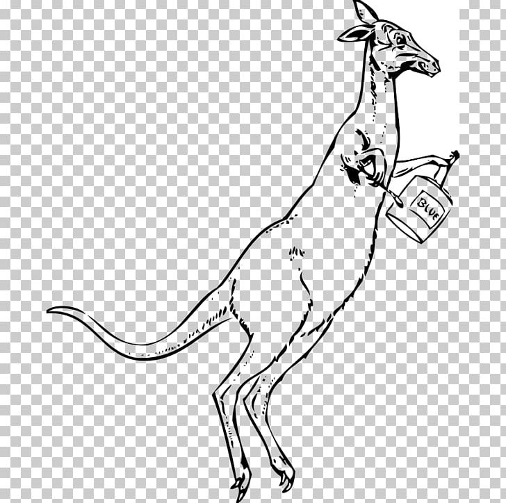 Kangaroo Cartoon Drawing PNG, Clipart, Arm, Artwork, Black And White, Carnivoran, Cartoon Free PNG Download