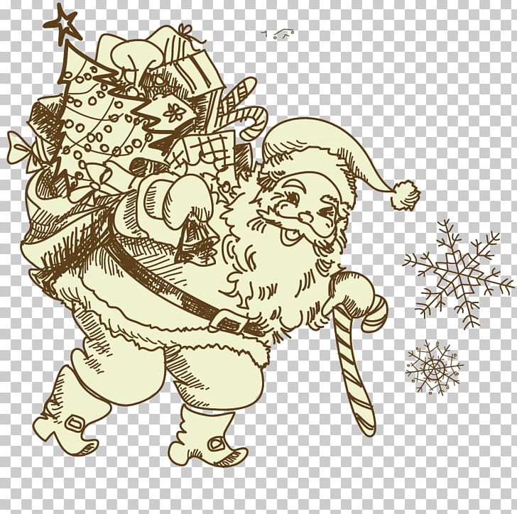 Santa Claus Christmas Doodle Illustration PNG, Clipart, Carnivoran, Cartoon, Christmas Card, Christmas Stocking, Drawing Vector Free PNG Download
