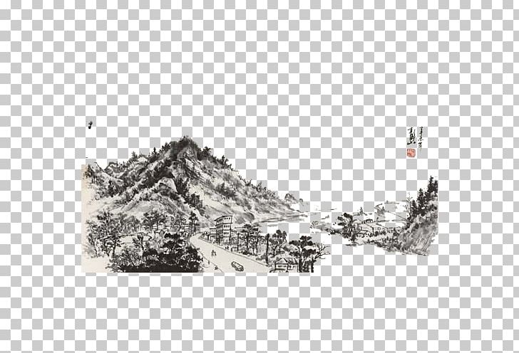 Mountain View Ink PNG, Clipart, Aerial View, Beautiful, Black, Black And White, Drawing Free PNG Download