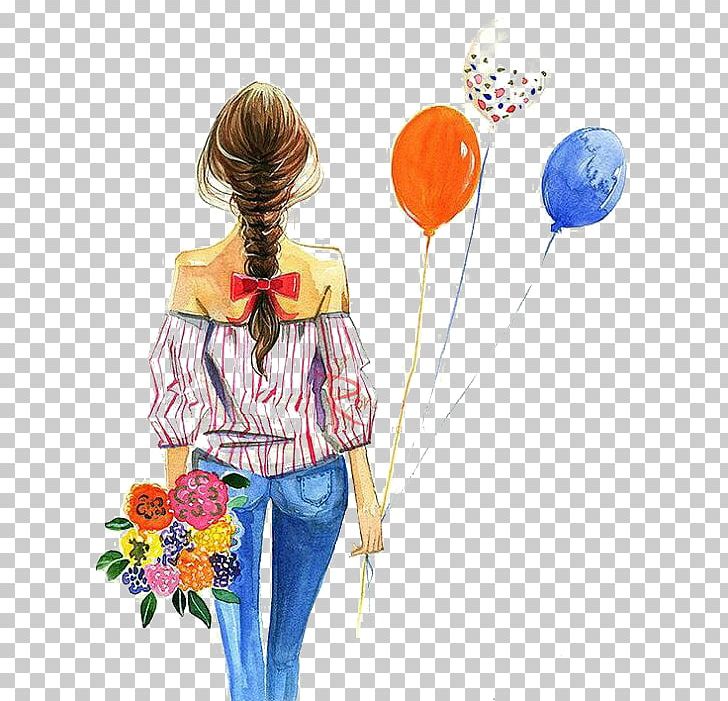 Fashion Illustration Watercolor Painting Drawing Illustration PNG, Clipart, Art, Baby Girl, Back, Balloon, Balloon Cartoon Free PNG Download