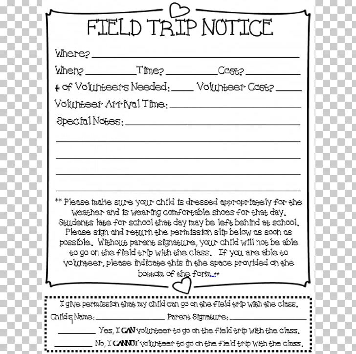 Permission Slip Field Trip Student Homework Document Png Clipart Area Bracelet Classroom Document Field Trip Free