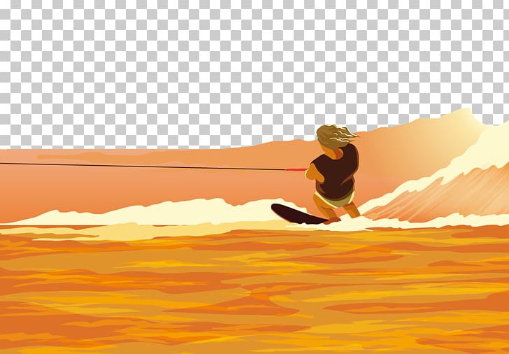 Surfing Water Skiing PNG, Clipart, Big Waves Monstrous, Calm, Computer Wallpaper, Illustrator, Orange Free PNG Download
