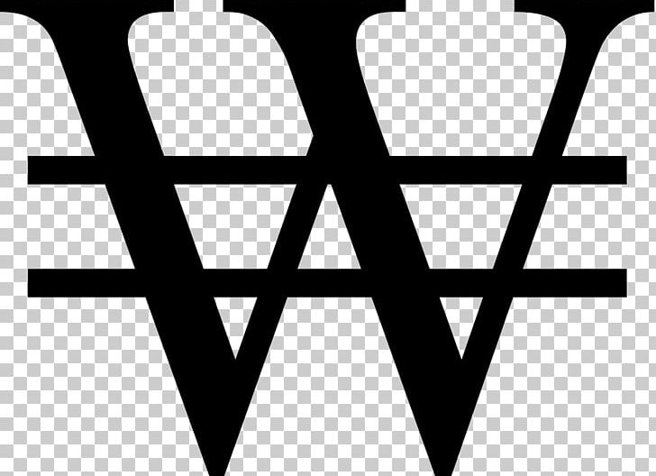 Won Sign South Korean Won Currency Symbol Character PNG, Clipart, Angle, Area, Awk, Black, Black And White Free PNG Download