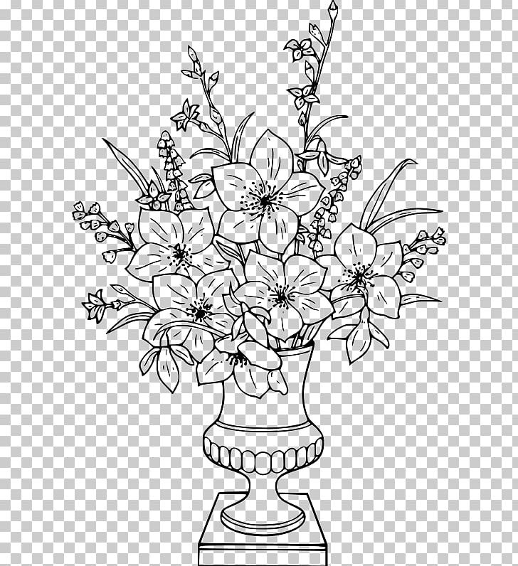 Coloring Book Vase Drawing Flower PNG, Clipart, Adult, Art, Black And White, Branch, Child Free PNG Download
