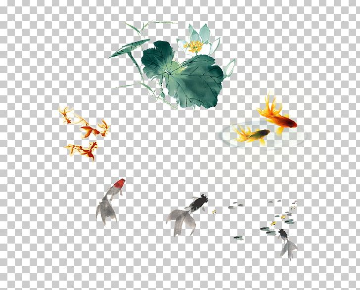 Chinese Painting Gongbi Ink Wash Painting Watercolor Painting PNG, Clipart, Animals, Aquarium Fish, Beak, Bird, Birdandflower Painting Free PNG Download