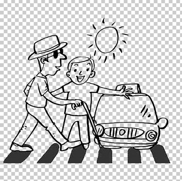 Road Child Old Age Pedestrian Crossing Stroke PNG, Clipart, Black, Boy, Car, Cartoon, Fictional Character Free PNG Download
