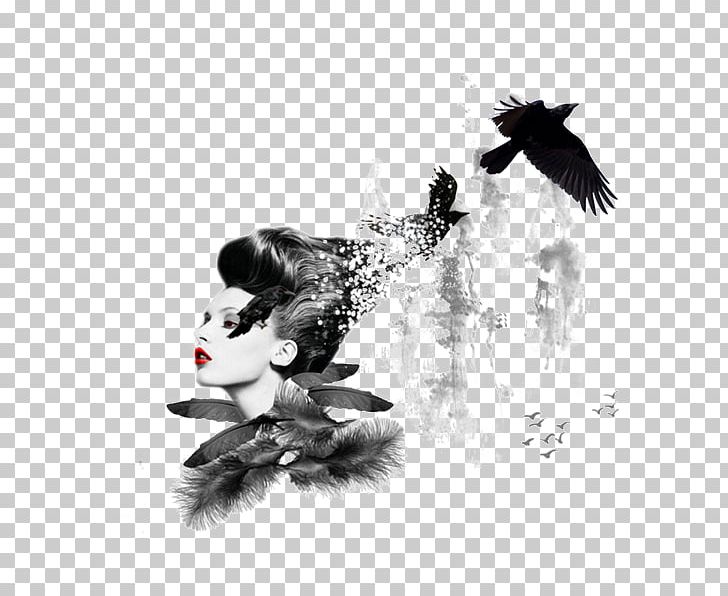Ink Black And White Painting PNG, Clipart, Art, Beautiful, Bird, Black, Black And White Painting Free PNG Download