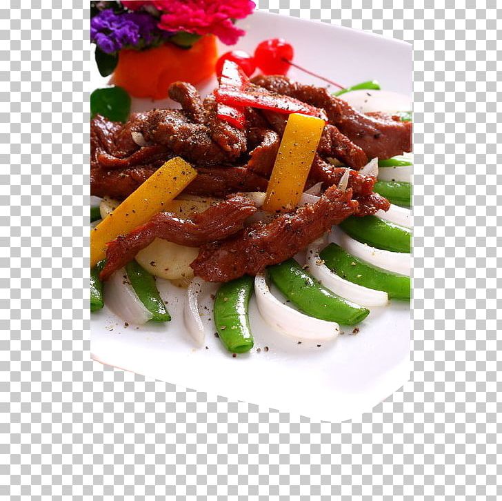 Steak Vegetarian Cuisine Teppanyaki Bell Pepper Beef PNG, Clipart, Animal Source Foods, Background Black, Background Green, Beef, Bell Pepper Free PNG Download