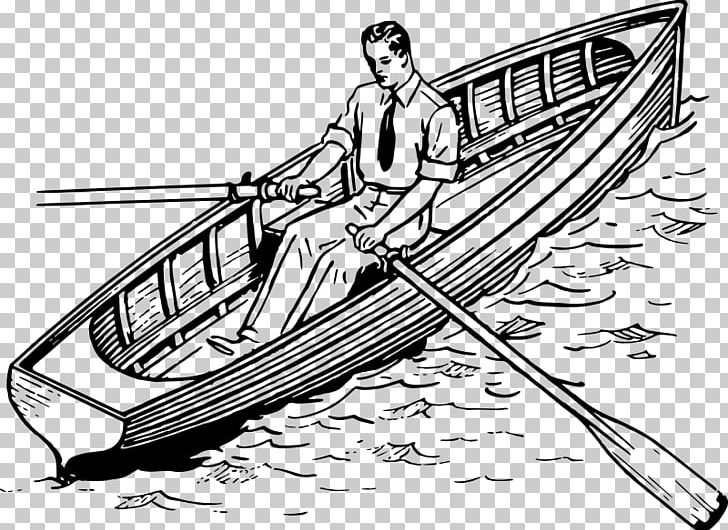 Rowing Boat Canoe PNG, Clipart, Artwork, Automotive Design, Black And White, Boat, Boating Free PNG Download