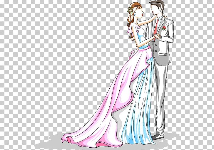 Cartoon Wedding Illustration PNG, Clipart, Bride, Encapsulated Postscript, Fashion Design, Fashion Illustration, Fictional Character Free PNG Download
