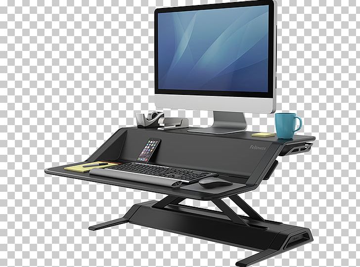 Sit-stand Desk Fellowes Brands Office Depot PNG, Clipart, Angle, Computer Monitor, Computer Monitor Accessory, Desk, Desktop Computer Free PNG Download
