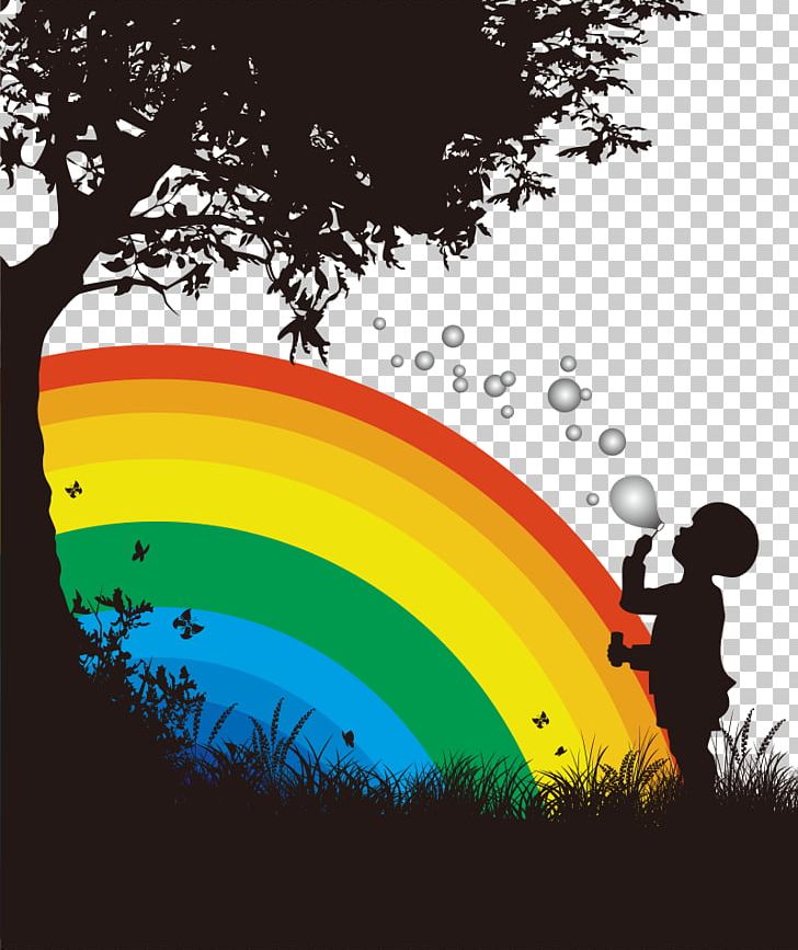 Silhouette Soap Bubble Rainbow Child PNG, Clipart, Art, Child, Children, Children Frame, Children Vector Free PNG Download