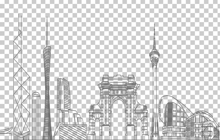 Black And White Place Of Worship Skyline Line Art PNG, Clipart, Arch, Architecture, Black, Building, City Free PNG Download