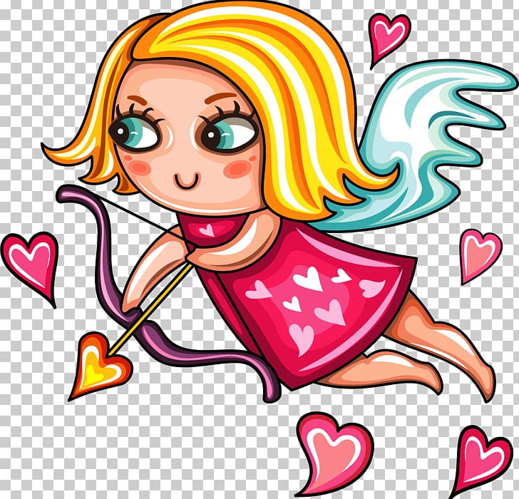 Cartoon Line Art Cupid PNG, Clipart, Angel, Angels Vector, Angel Wings, Bow And Arrow, Cupid Free PNG Download