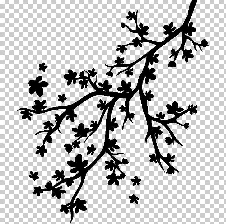 tree branches clipart black and white flower