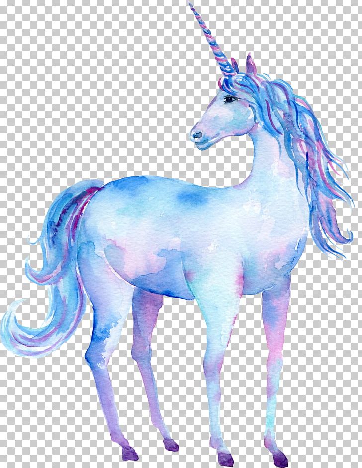 Unicorn Watercolor Painting Art Poster PNG, Clipart, Animal, Animals, Art, Blue, Cartoon Free PNG Download