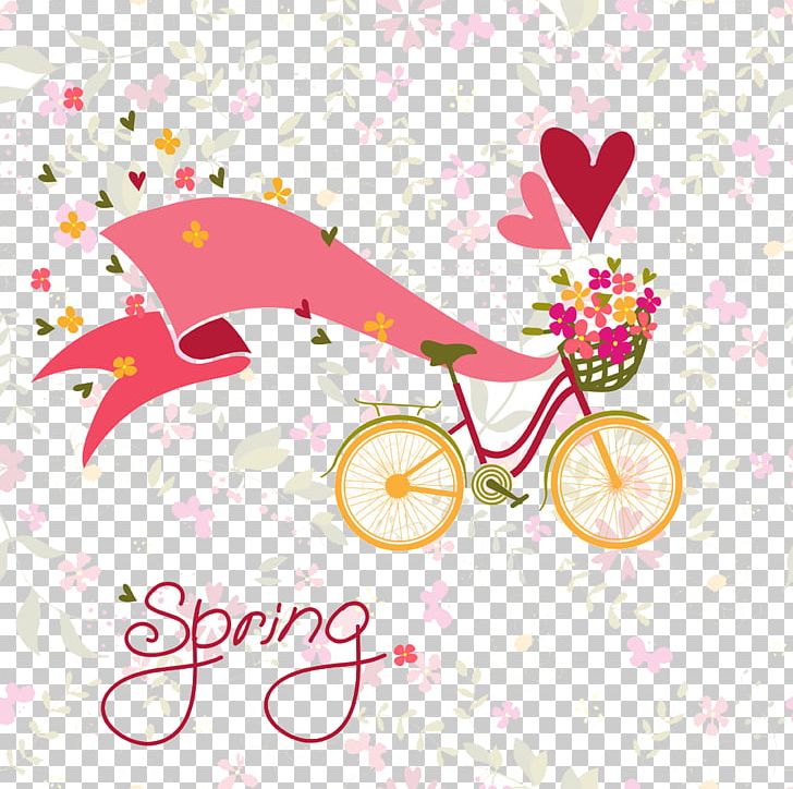 Bicycle Flower Stock Photography Illustration PNG, Clipart, Bicycle Basket, Branch, Butterfly, Computer Wallpaper, Euclidean Vector Free PNG Download
