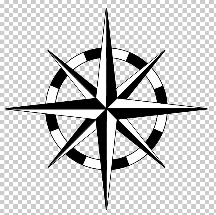 Compass Rose Vector With Eight Wind Directions And 360 Degree