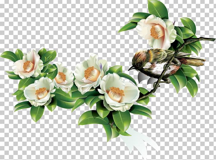 Green Leaves And Birds In Spring PNG, Clipart, Artificial Flower, Bird, Branch, Encapsulated Postscript, Fall Leaves Free PNG Download