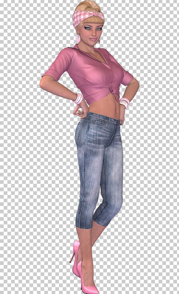 Jeans Shoulder Pink M Top Sleeve PNG, Clipart, Abdomen, Clothing, Costume, Fairy, Girl Free PNG Download