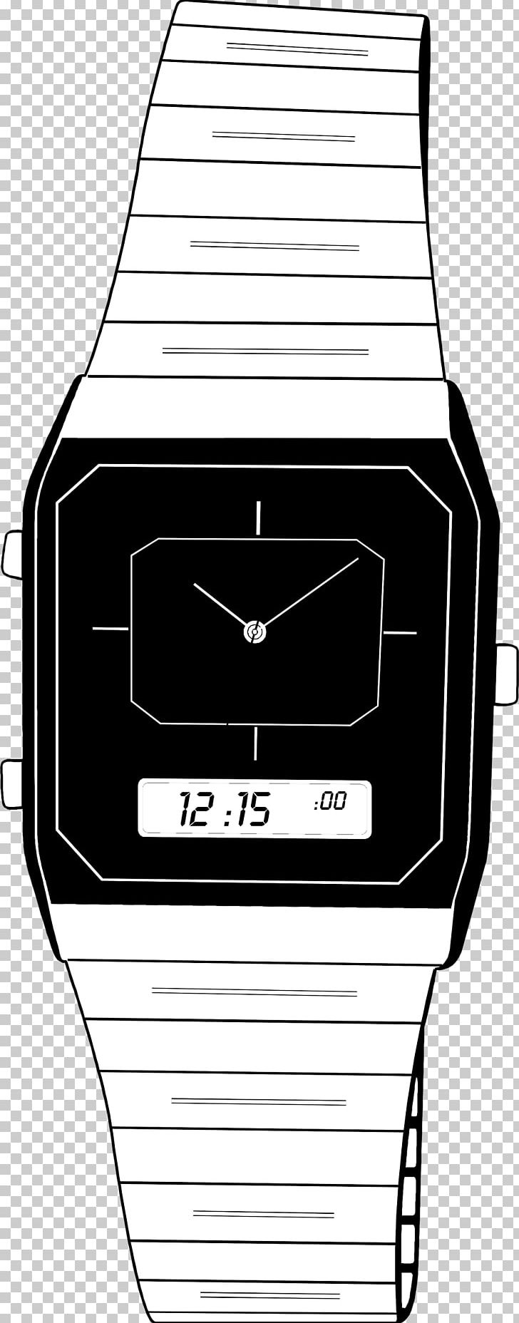 Watch Digital Clock PNG, Clipart, Accessories, Angle, Black, Black And White, Brand Free PNG Download