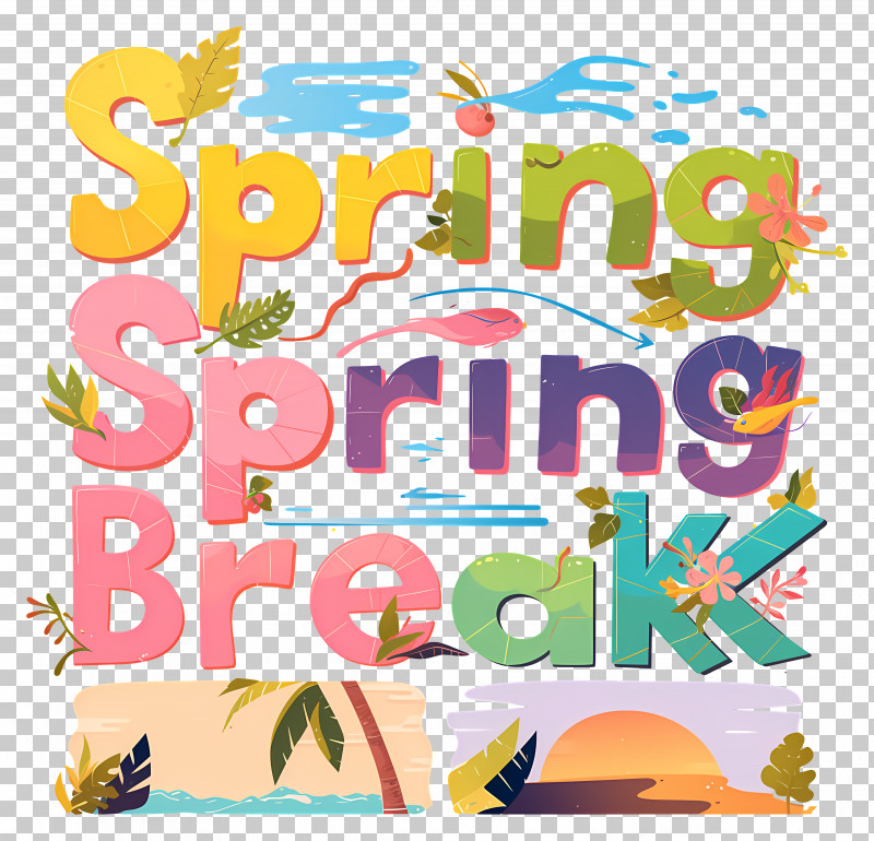 Spring Break - Colorful Spring Break Text PNG, Clipart, Beach, Colorful ...