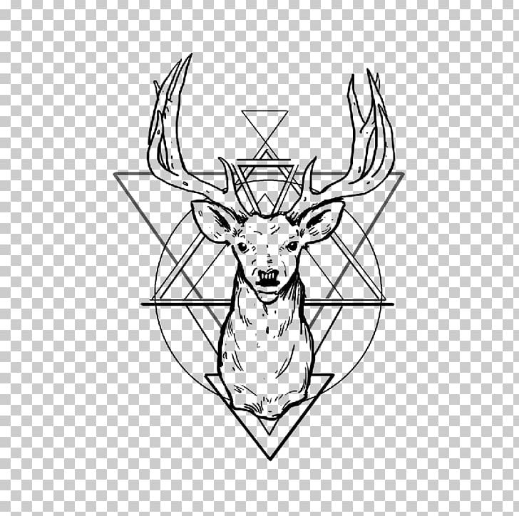 White-tailed Deer Tattoo Antler Drawing PNG, Clipart, Animals, Antler, Art, Artwork, Black And White Free PNG Download