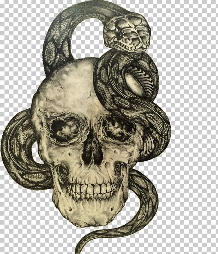 easy drawings of skulls with snakes