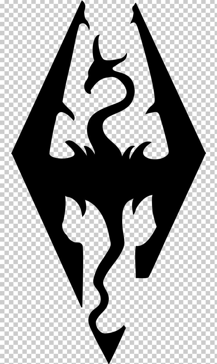 The Elder Scrolls V: Skyrim Decal Logo Sticker Video Game PNG, Clipart, Artwork, Black And White, Bumper Sticker, Dec, Dragon Free PNG Download