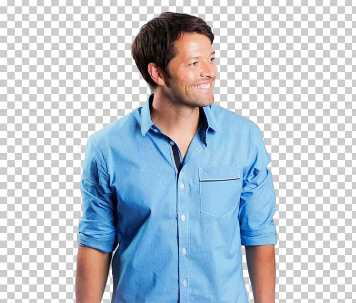 Misha Collins Supernatural Castiel Sam Winchester T-shirt PNG, Clipart, Angel, Blue, Button, Castiel, Collar Free PNG Download