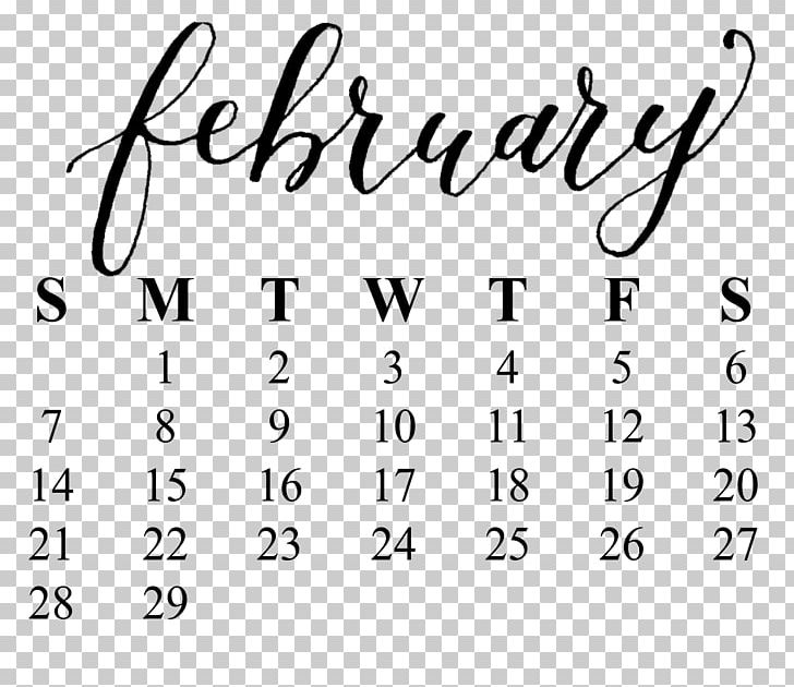 Handwriting Calligraphy February Calendar PNG, Clipart, 12 February, Angle, Area, Black And White, Brand Free PNG Download