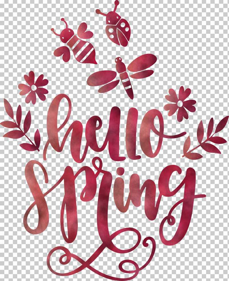 Hello Spring Spring PNG, Clipart, Calligraphy, Flower, Hello Spring, Love, Pink Free PNG Download