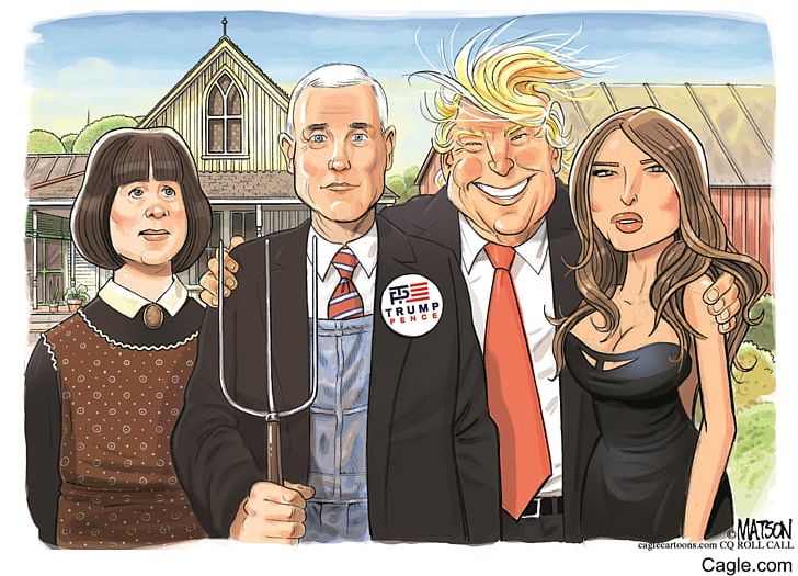 American Gothic United States Donald Trump Republican National Convention Cartoon PNG, Clipart, Ameri, American Gothic Cliparts, Barack Obama, Bill Clinton, Cartoon Free PNG Download