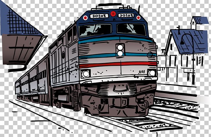 Train Rail Transport Railroad Car PNG, Clipart, Brand, Drawing, Electric Locomotive, Engineering, Hand Free PNG Download