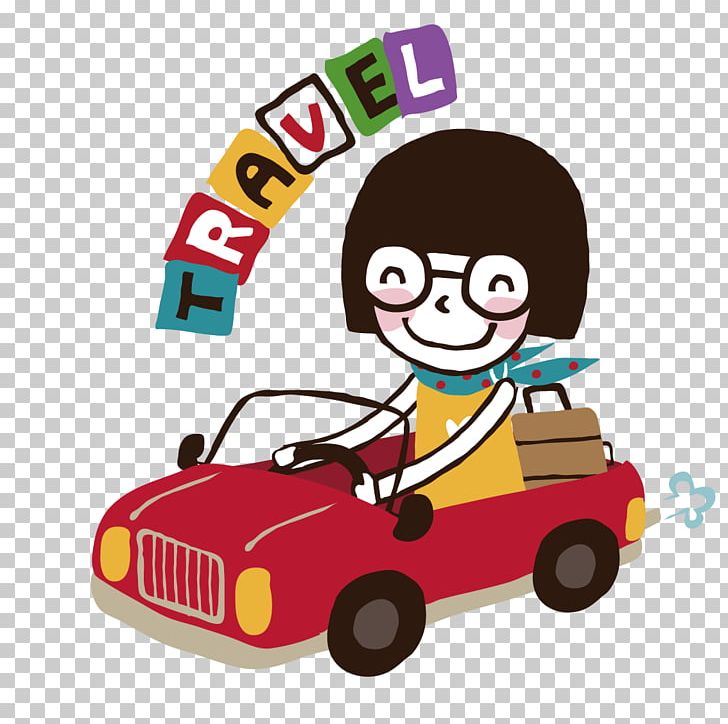 South Korea Girl Travel Car Illustration PNG, Clipart, Baby Girl, Book Illustration, Cartoon, Drive A Car, Driving Free PNG Download