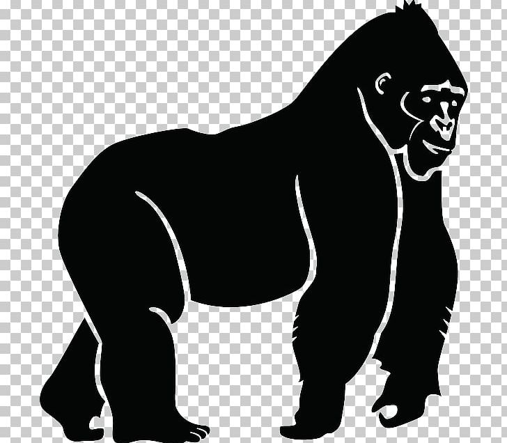 Gorilla Ape Chimpanzee Silhouette PNG, Clipart, Animals, Big Cats, Black, Carnivoran, Cartoon Free PNG Download