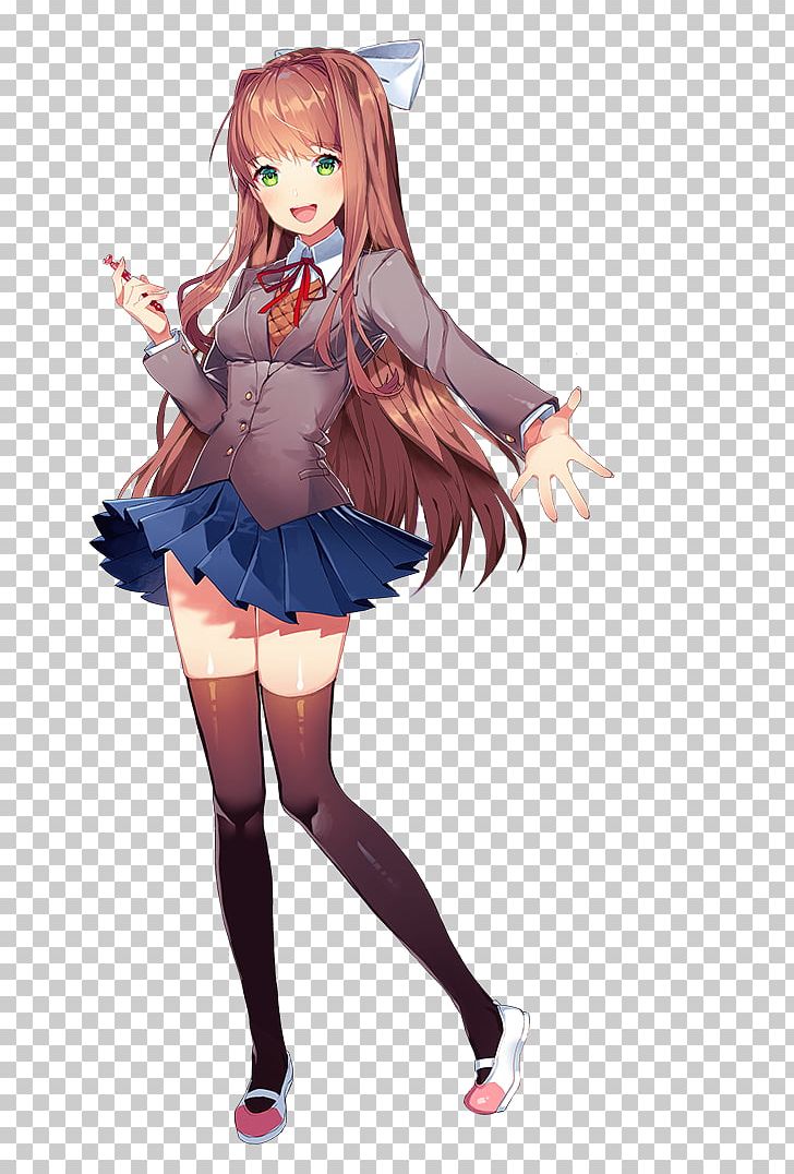 Doki Doki Literature Club! Team Salvato Computer Icons PNG, Clipart, Anime, Artwork, Brown Hair, Clothing, Computer Icons Free PNG Download